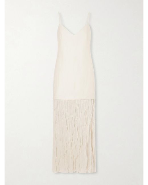 Rohe White Linen-Blend And Chiffon Midi Dress