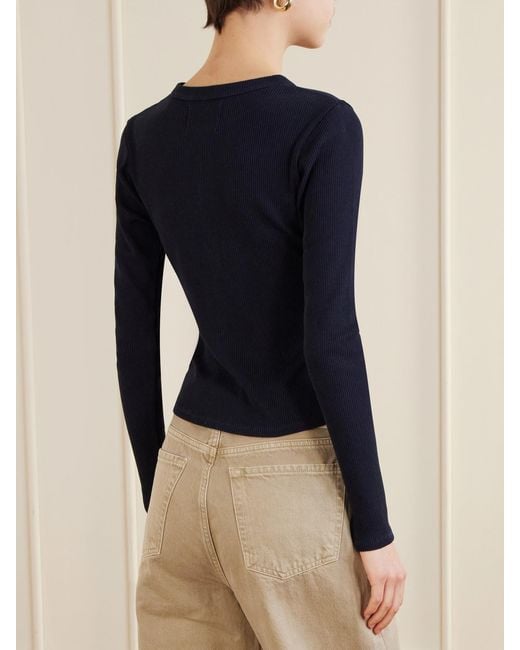 Citizens of Humanity Blue Kari Ribbed Stretch-Jersey Cardigan
