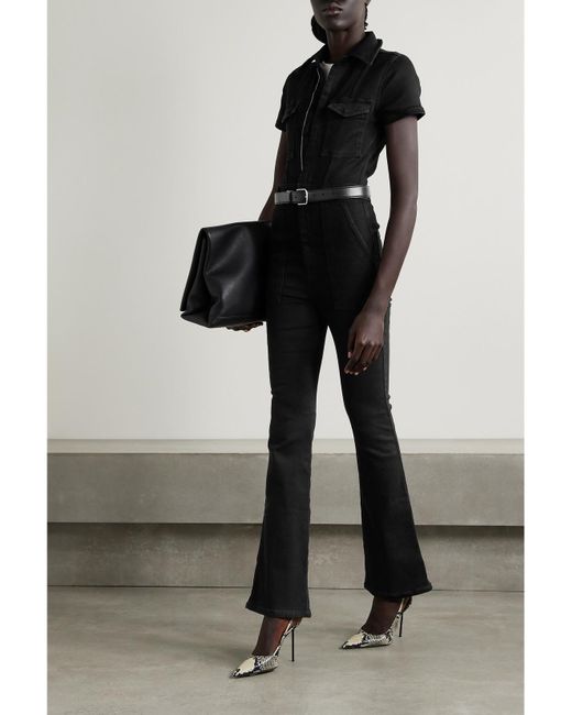 GOOD AMERICAN Black Fit For Success Stretch-Denim Jumpsuit