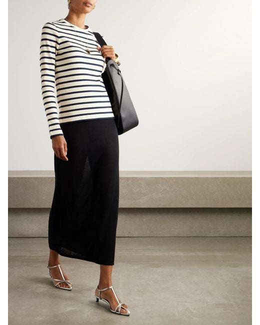 Jil Sander Gray Oberteil Aus Gestreiftem Baumwoll-Jersey