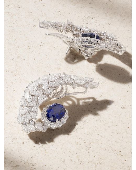 YEPREM Natural 18-Karat, Diamond And Sapphire Earrings