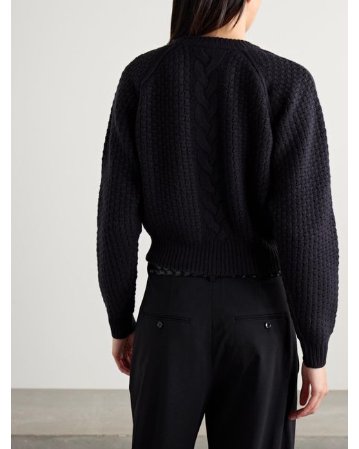 Isabel Marant Blue Obrero Verkürzter Zopfstrickpullover Aus Merinowolle