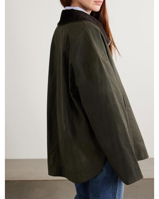 Totême Black Jacke Aus Gewachster Biobaumwolle Mit Cordbesatz