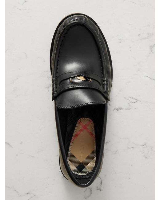 Burberry Black Leather Penny Loafers