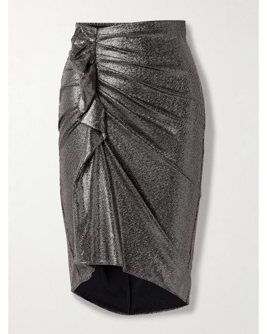 Isabel Marant Gray Dolene Ruched Stretch-Jersey Midi Skirt