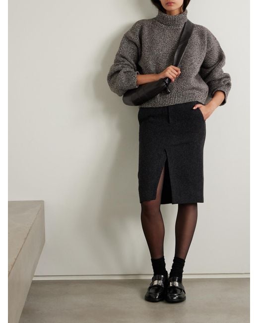 &Daughter Gray Caragh Verkürzter Oversized-Rollkragenpullover Aus Wolle