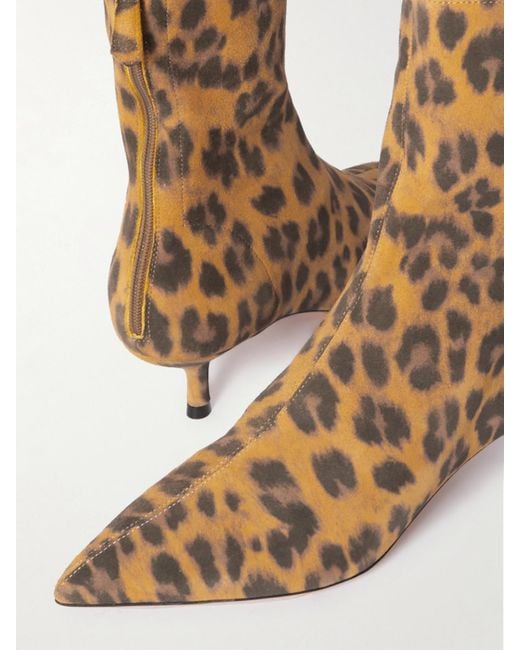 Aquazzura Brown Montmartre 50 Leopard-Print Suede Ankle Boots