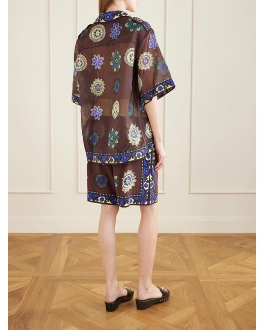 ALÉMAIS Blue Jasper Printed Cotton And Silk-Blend Shirt
