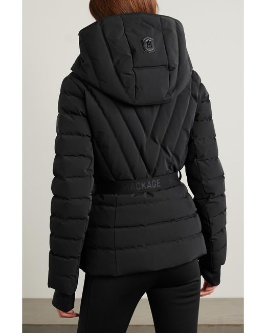 Mackage Black Net Sustain Elita Hooded Belted Quilted Down Ski Jacket