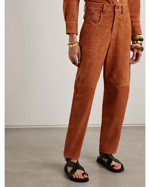 Pantalon Fuselé En Daim Darielle Isabel Marant en coloris Orange