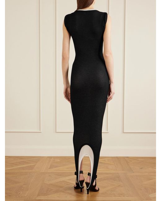 Alaïa Blue Layered Stretch-Knit Midi Dress