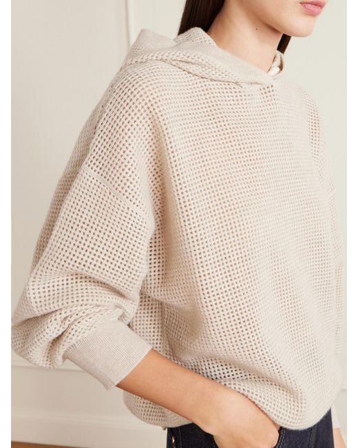 Brunello Cucinelli Natural Waffle-Knit Cashmere Hoodie