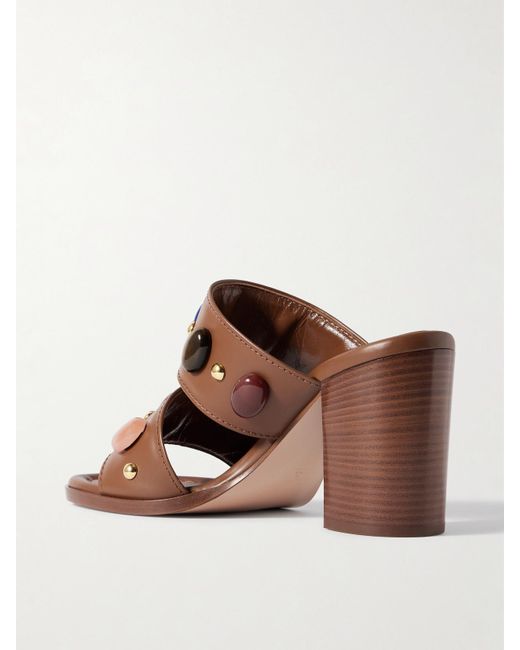 Gianvito Rossi Brown 90 Embellished Leather Sandals
