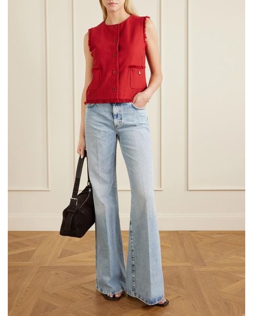Max Mara Red Frayed Cotton-Twill Vest