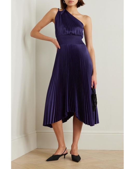 A.L.C. Blue Ruby Satin Pleated Dress