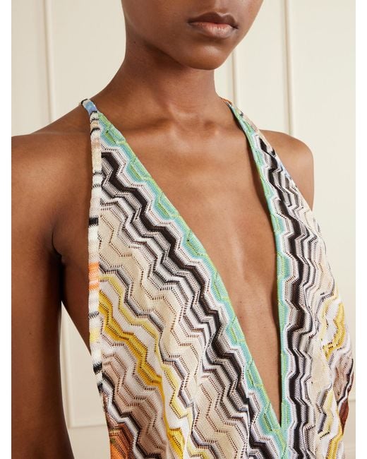 Missoni Natural Mare Striped Crochet-Knit Playsuit