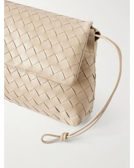 Bottega Veneta Natural Giorno Intrecciato Leather Shoulder Bag