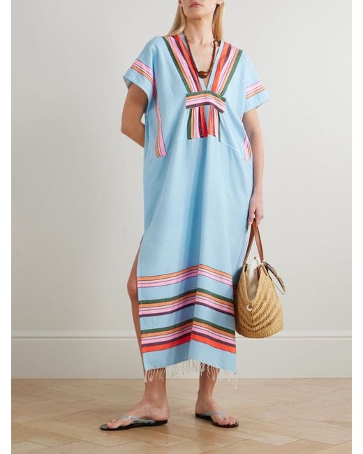 Robe Longue En Coton Mélangé Effilé À Rayures Gasira Lemlem en coloris Blue
