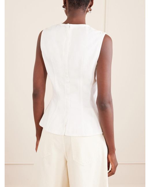 Agolde White Corbin Cotton Peplum Top