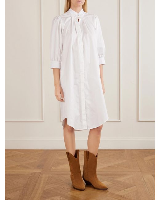 Maison Mayle White Valdi Cotton Jacquard-Poplin Midi Dress