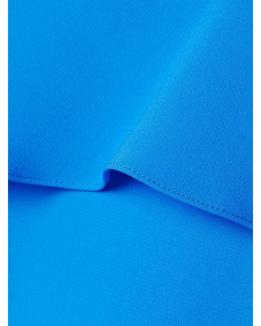 Robe Du Soir Effet Cape En Georgette De Soie Mélangée À Drapé Oscar de la Renta en coloris Blue