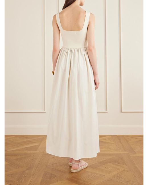 Matteau White Cotton-Poplin And Stretch-Knit Maxi Dress