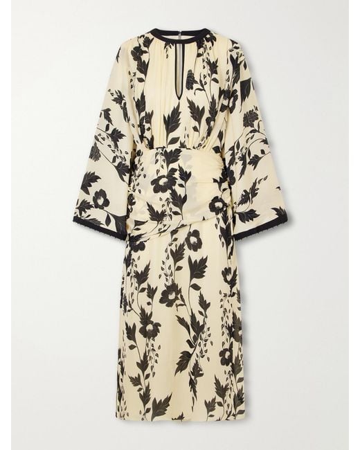 Johanna Ortiz Natural Floral-Print Silk-Georgette Maxi Dress