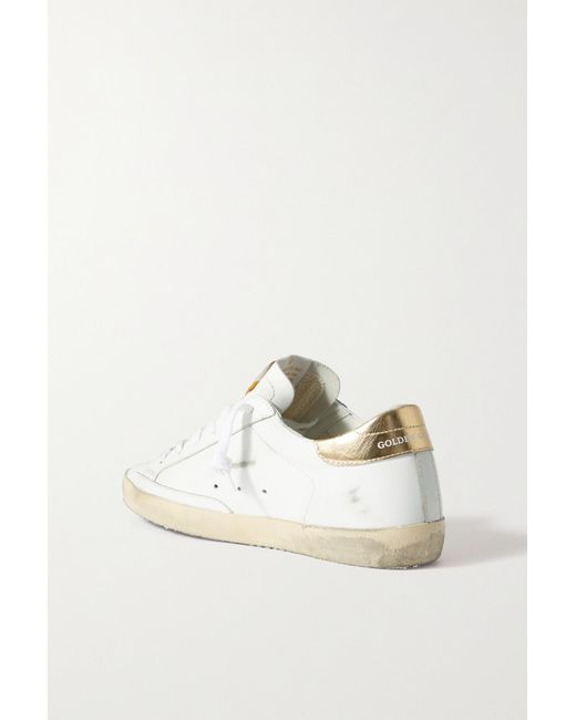 Golden Goose Superstar Distressed Leopard-print Calf Hair-trimmed Leather  Sneakers in White | Lyst