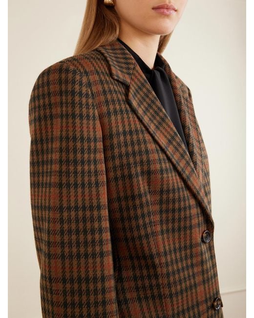Max Mara Brown Mxmgalgosce Houndstooth Wool And Cotton-Blend Blazer