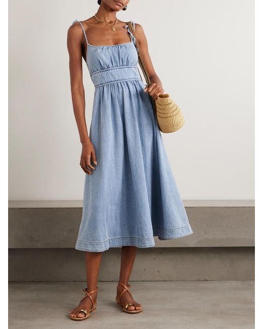 Zimmermann Blue Wanderlust Denim Midi Dress