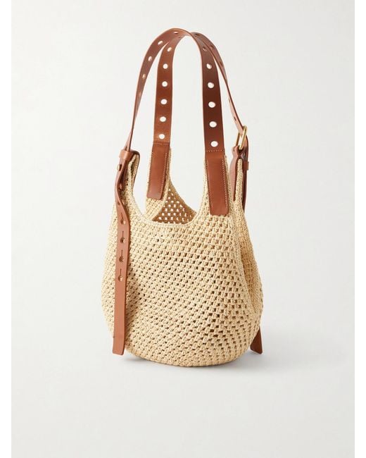 Loewe Natural Paula's Ibiza The Punch Hole Leather-Trimmed Raffia Shoulder Bag