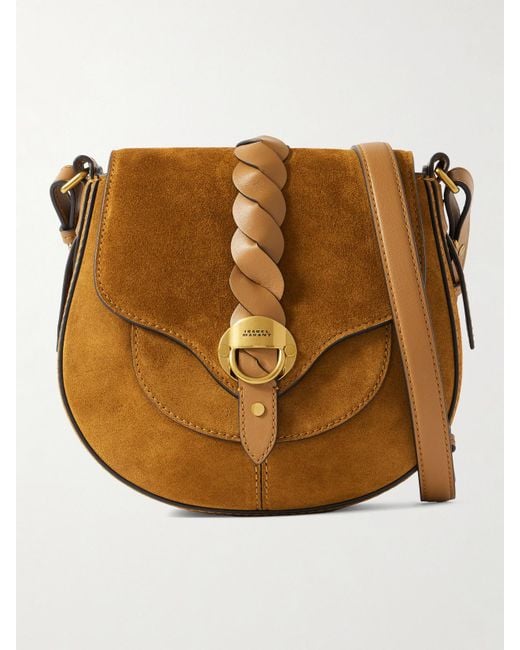 Isabel Marant Brown Altay Small Leather-Trimmed Suede Shoulder Bag