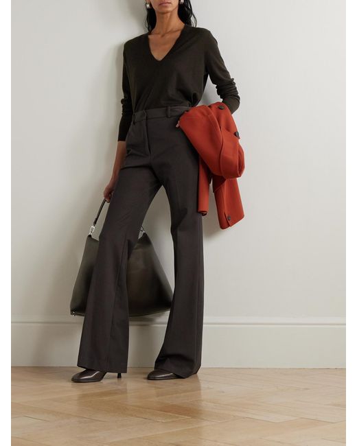 Joseph Black Tafira Stretch-Gabardine Straight-Leg Pants