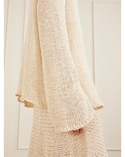 Khaite Natural Davet Open-Knit Silk And Cotton-Blend Sweater
