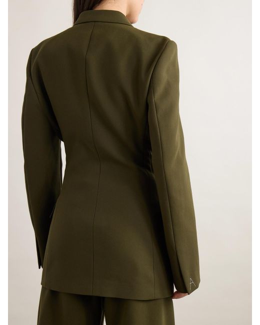 Alaïa Green Double-Breasted Cotton-Twill Blazer