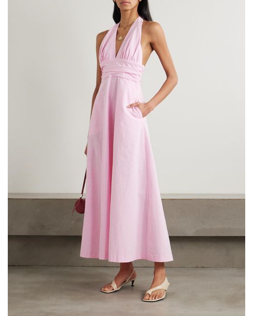 Robe Longue Dos Nu En Coton À Rayures Marilyn BERNADETTE en coloris Pink