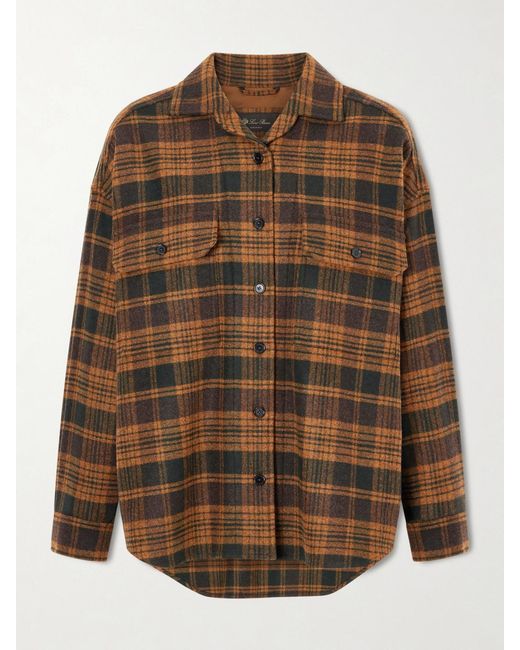 Loro Piana Brown Darby Checked Wool And Cashmere-Blend Shirt