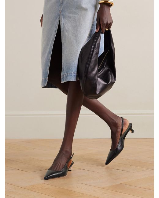 Aeyde Natural Catrina Leather Slingback Pumps