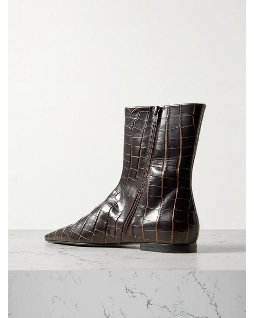 Totême Black Croc-Effect Leather Chelsea Boots