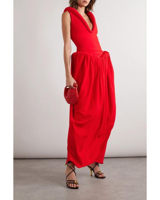 Bottega Veneta Gathered Bouclé Maxi Dress