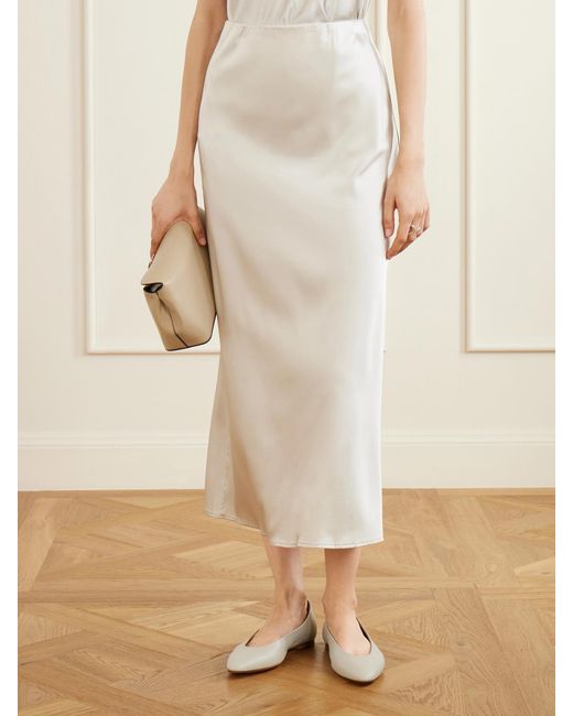 The Park White Max Silk-Satin Maxi Skirt