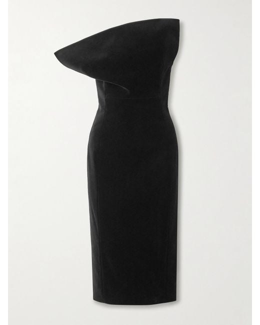 Khaite Black Sato Strapless Draped Velvet Dress