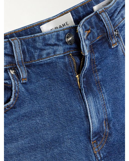 FRAME Blue The Wide Hoch Sitzende Jeans Mit Weitem Bein