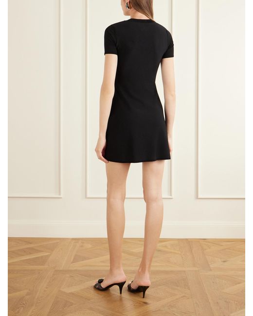 Valentino Garavani Black Bow-Detailed Embellished Jersey Mini Dress