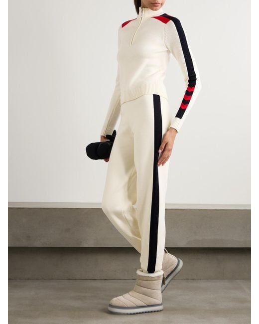 Perfect Moment Natural La Tour Intarsia Wool-Blend Tapered Track Pants