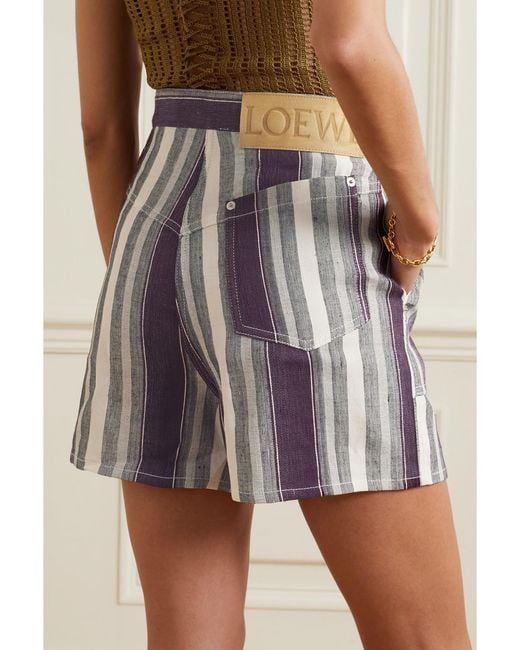 Loewe Multicolor Paula's Ibiza Striped Linen And Cotton-Blend Shorts