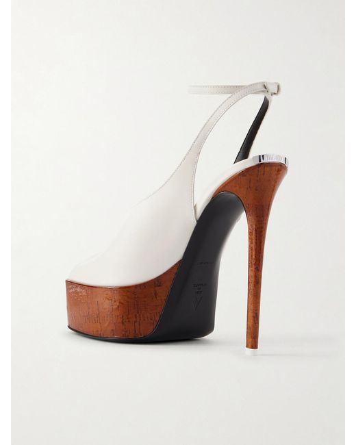 The Attico White Ornella 140 Leather Platform Pumps