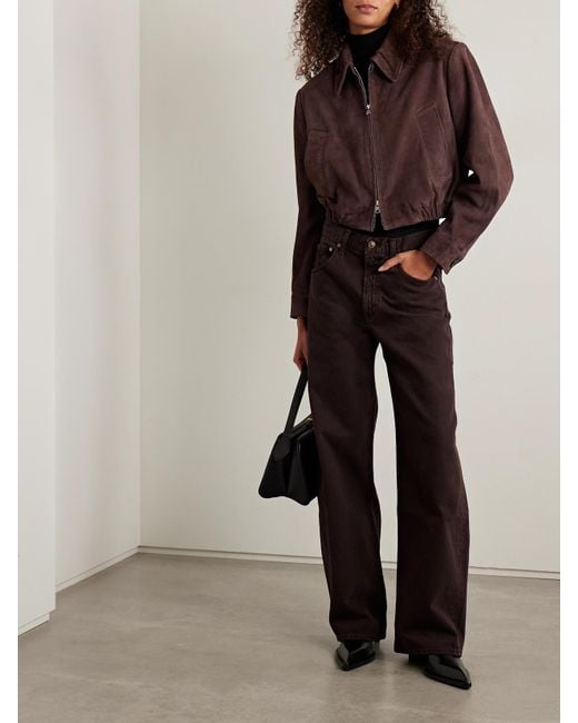 Agolde Brown Nahla Cropped Suede Jacket