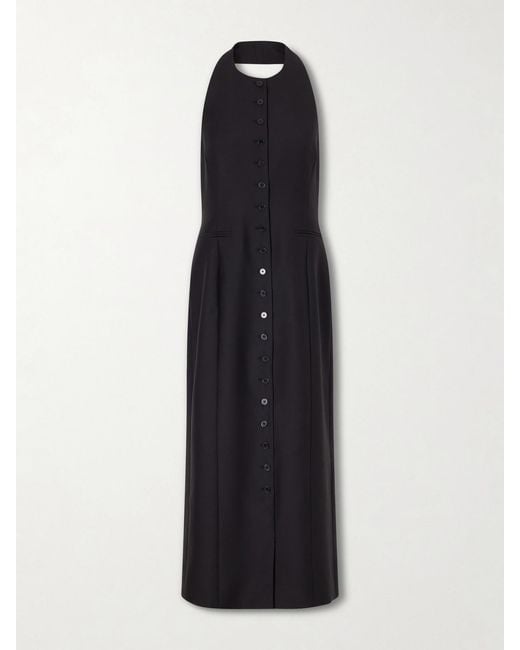 Heirlome Blue Sarah Wool And Silk-Blend Halterneck Midi Dress