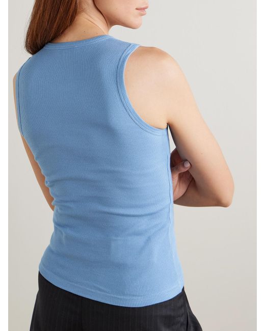 J.W. Anderson Blue Tanktop Aus Geripptem Baumwoll-Jersey Mit Stickerei